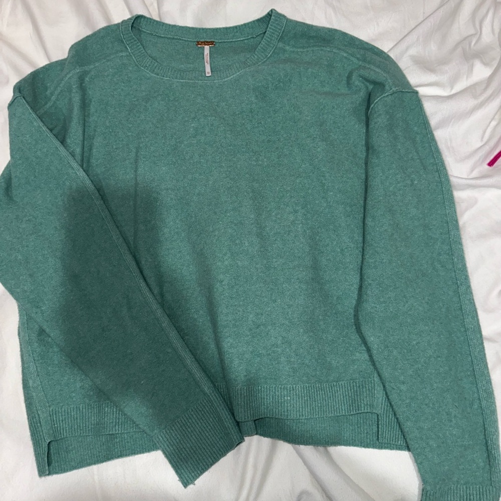 Free People Teal Knit Pullover